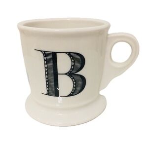 Anthropologie B Initial Mug black white coffee monogram
